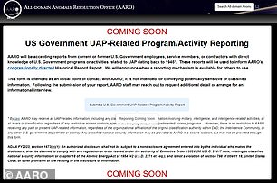 The Pentagon's UFO office, AARO, still lacks a formal reporting portal for military personnel to report their UFO sightings, which the office has been directed to create by Congress