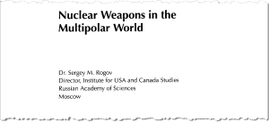 Nuclear Weapons in the Multipolar World, October 1998