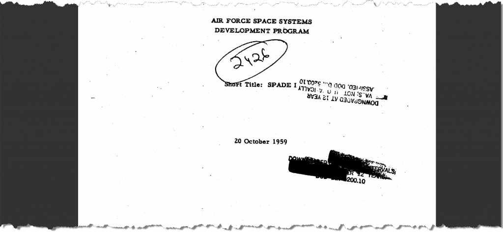 Air Force Space Systems Program – October 20, 1959