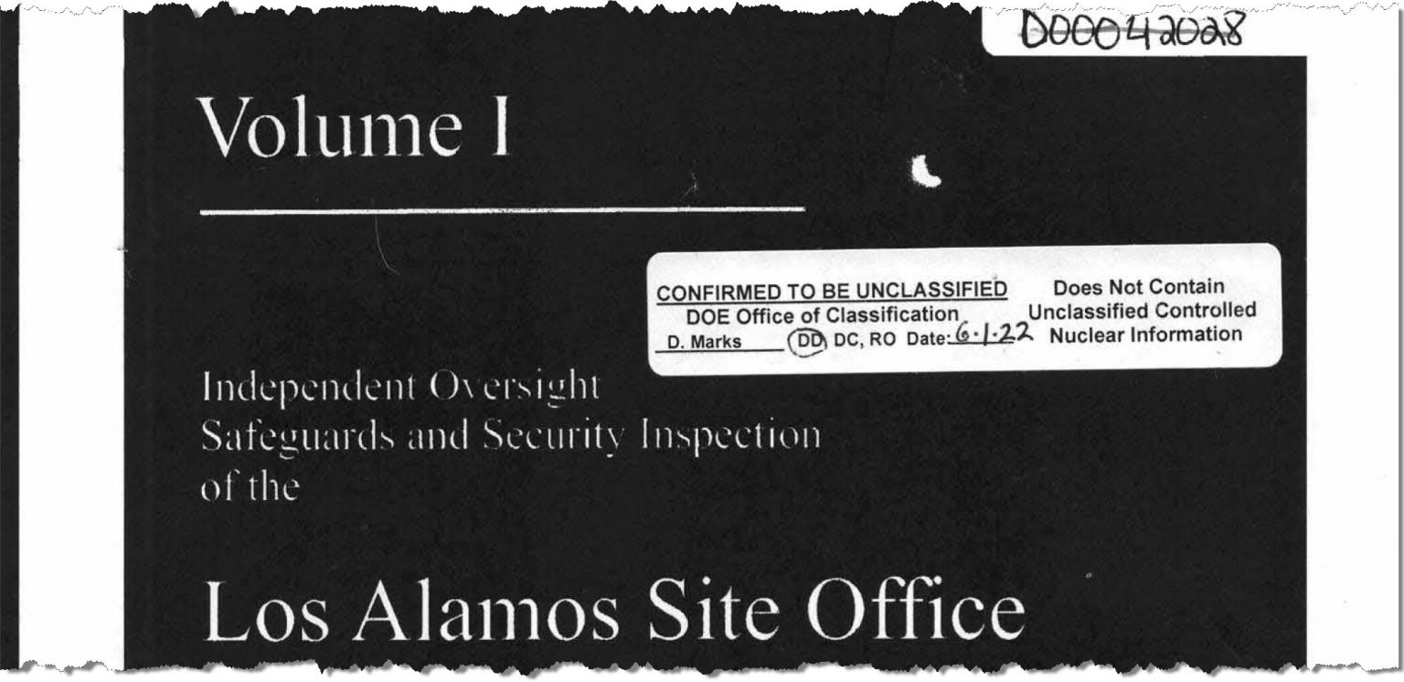 LANL’s Security Inspection: A Declassified 2003 Analysis of Safeguards and Accountability