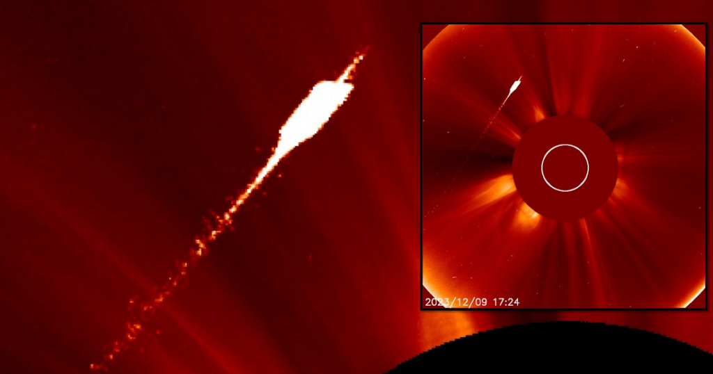 Huge object passing the Sun at tremendous speed