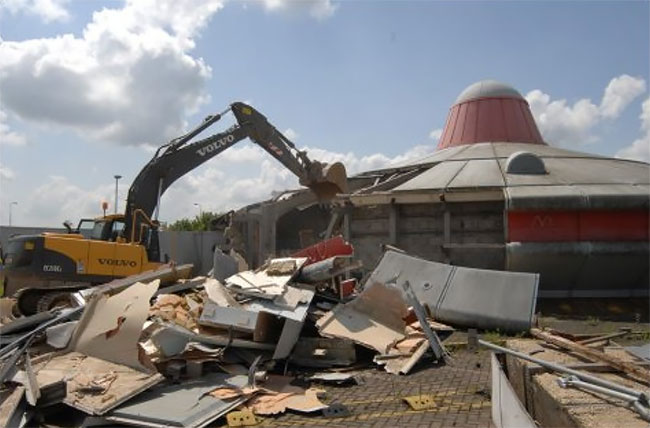 The bizarre venue was demolished in 2008 after being left abandoned for eight years