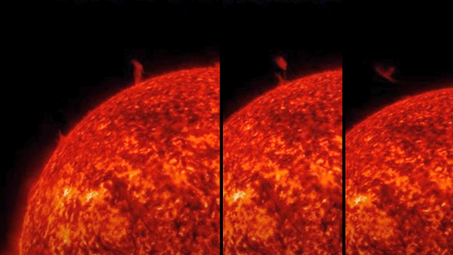 UFO appears after plasma twister broke apart from the sun