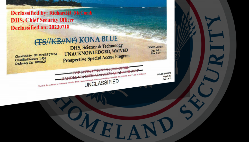 DoD Releases “KONA BLUE” Documents