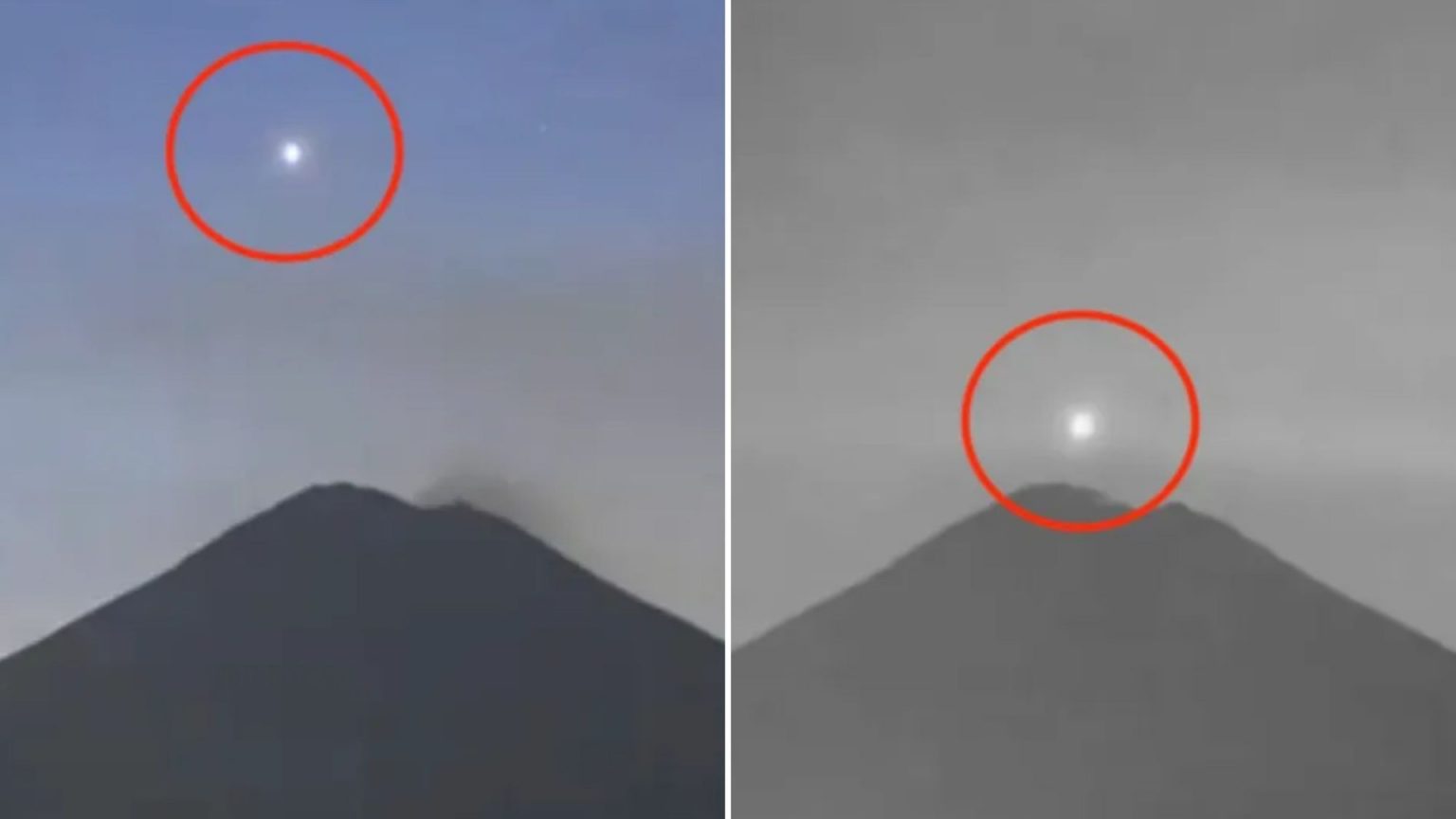 Watch bizarre moment glowing UFO ‘flies into active volcano’ that researcher claims is a ‘wormhole’ for alien spacecraft