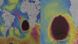 Unexplained anomaly near Antarctica moving North causing 80 foot waves