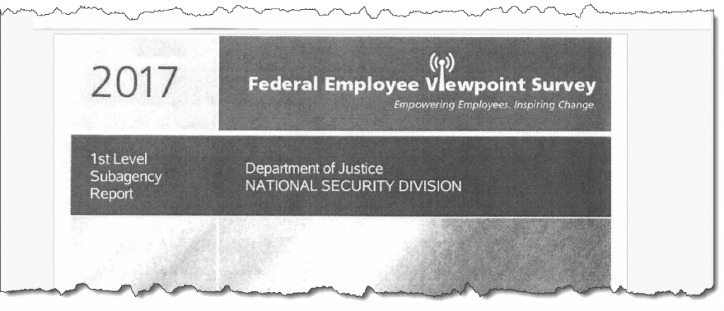 1st Level Subagency Report, Department of Justice, National Security Division – 2017