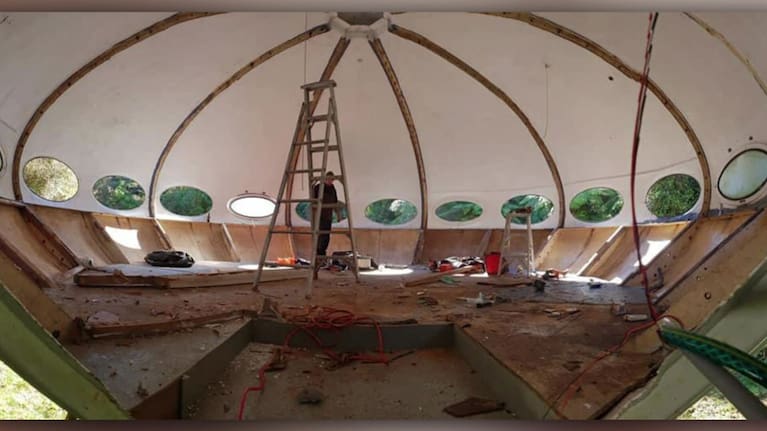 Before: Nick McQuoid's Futuro home was once used as a weather station.