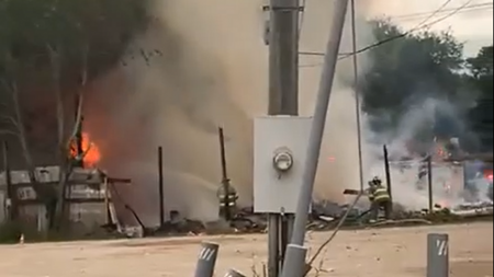 Iconic UFO Welcome Center in Bowman burns to the ground Thursday