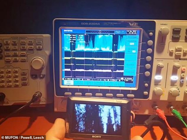 Powell toured the defense contractor witness's engineering business and worked with him to test his Sony footage via an oscilloscope - a device that tracks changes in voltages, frequency, distortion and other electrical behavior (picture from that test above)