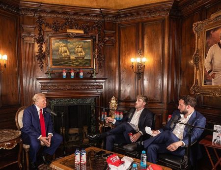 Moment Donald Trump praises Tom Cruise as ‘beautiful’ while he reveals his top level discussions about UFOs in wide ranging interview with Logan Paul