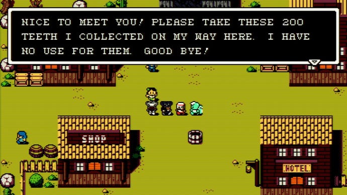 An angel offers the player 200 teeth in an RPG, because he no longer needs them.