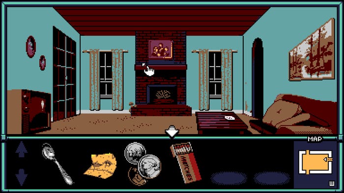A house environment with an inventory screen and objects