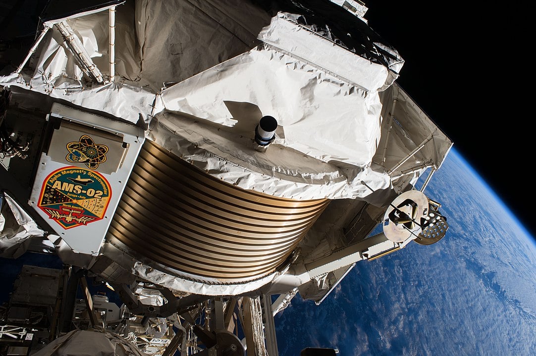 The Alpha Magnetic Spectrometer on board the ISS (Credit : NASA)