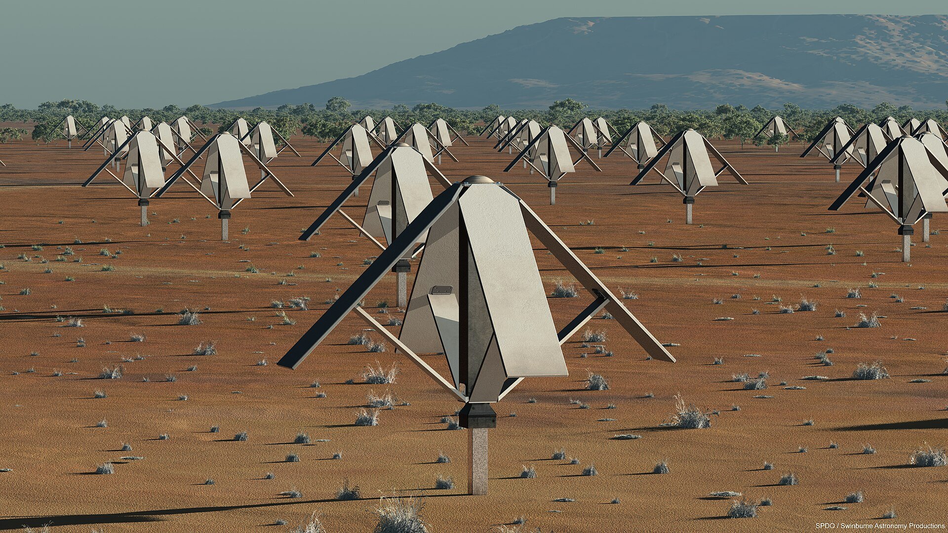 Artist's impression of a Low-Band SKA Sparse Aperture Array Station (Credit : SKA Project Development Office)