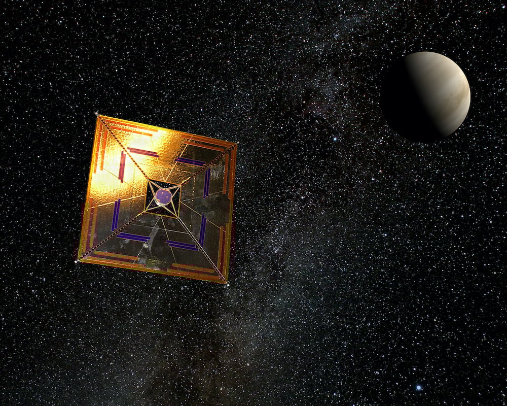 Artist impression of IKAROS, the first space-probe with a solar sail in flight (Credit : Andrzej Mirecki)
