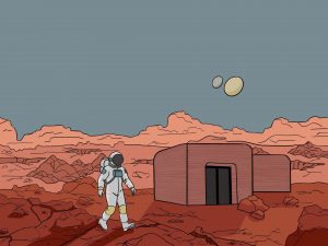 Growing Building on Mars with Lichen and Bacteria
