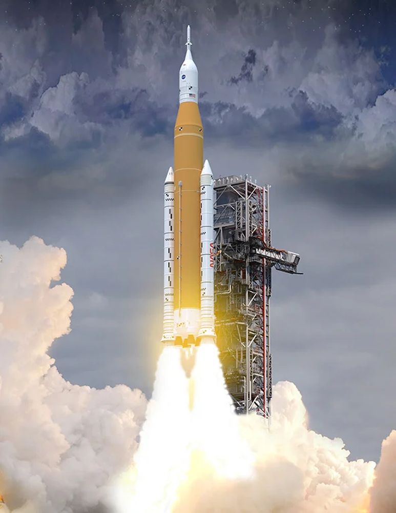 The powerful Space Launch System is the primary launch vehicle for the Artemis Moon program. Image Credit: NASA.