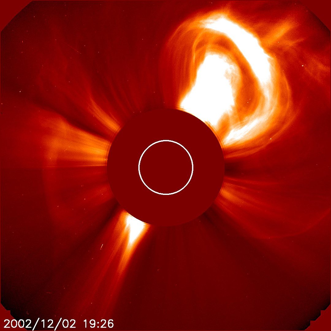 Coronal mass ejections like this one captured by a solar coronagraph are the source of solar wind in our Solar System