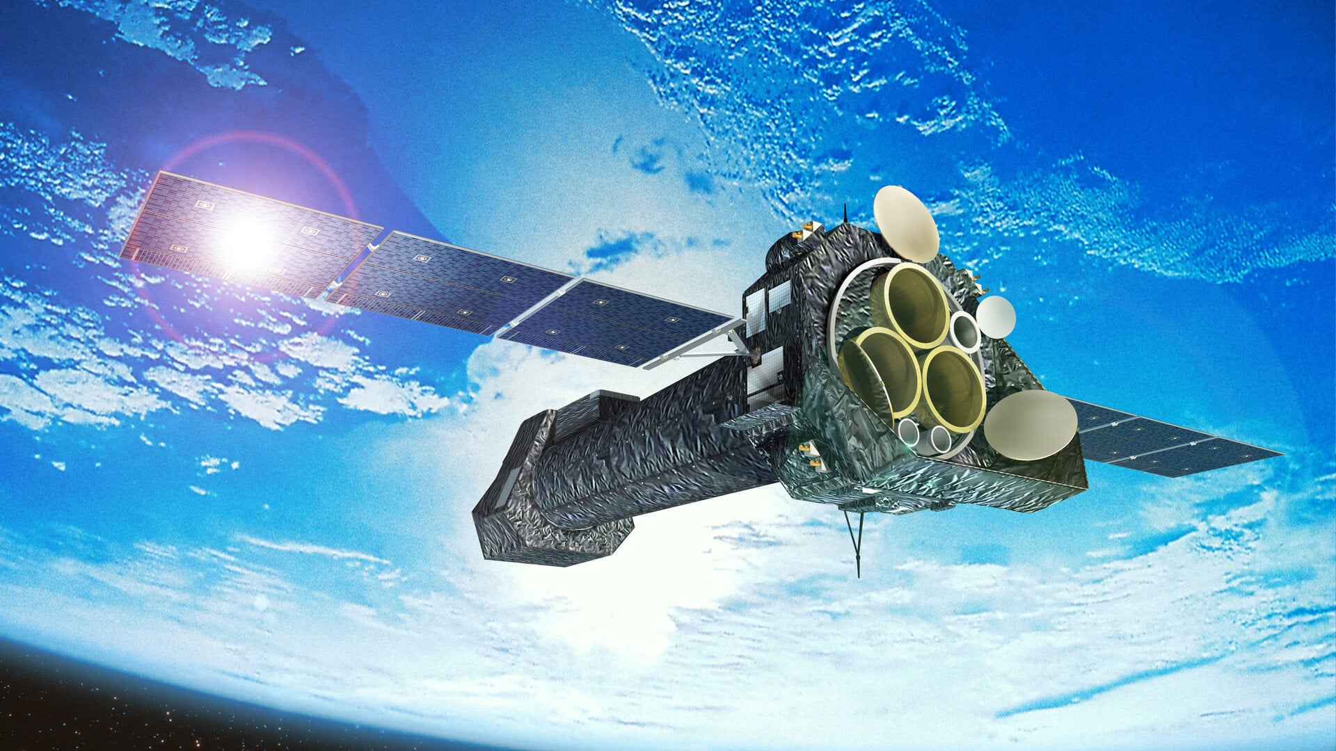 An artist's conception of XMM-Newton in space. Credit: ESA.